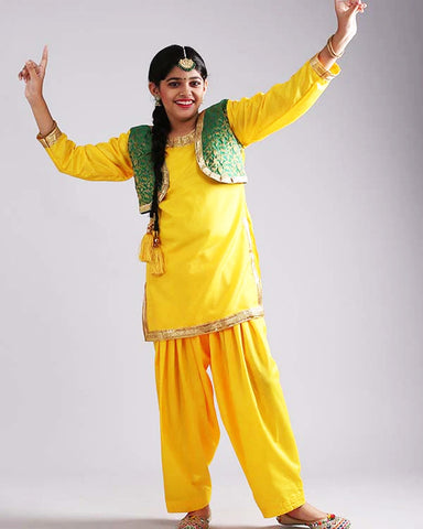 Punjabi Bhangra Dance Yellow Costume