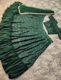 Gorgeous Green Color Sequins Ruffle Lehenga Choli