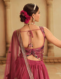 Designer Pink To Purple Color Silk Embroidered Lehenga Choli