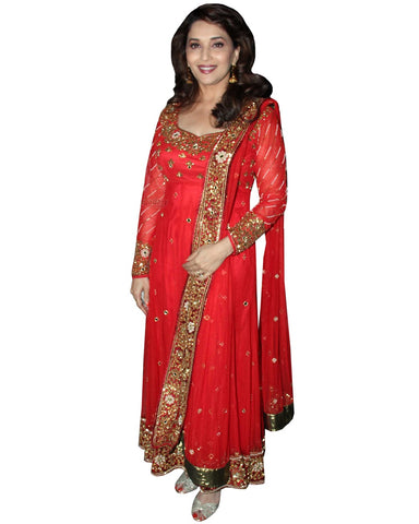 Madhuri Dixit in Red Color Anarkali Suit