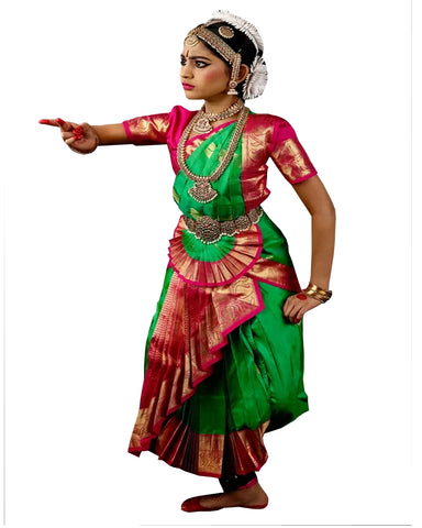 Pink And Green Dress Andhra Natyam Dance Dress