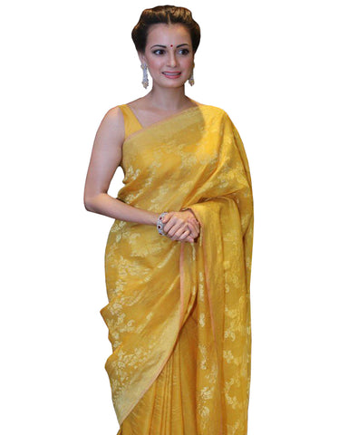 Dia Mirza In Yellow Silk Saree