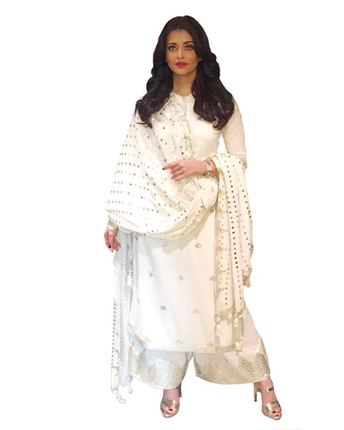 Aishwarya Rai In White Color Palazzo Suit