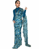 Hina Khan Blue Color Printed Saree