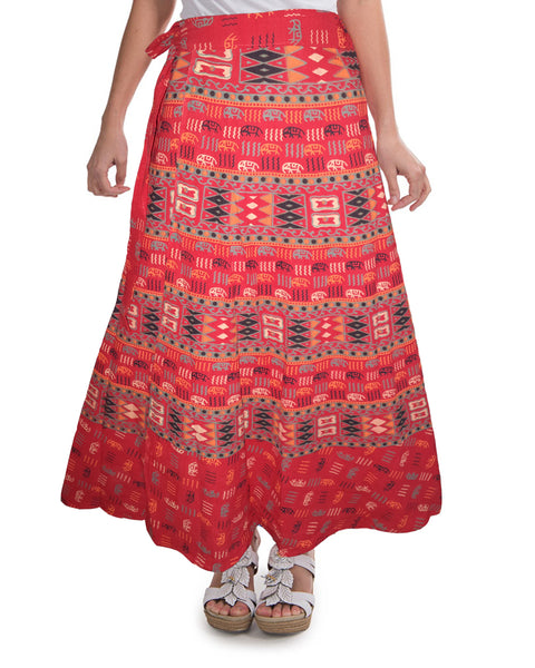Red Color Wrap Around Skirt