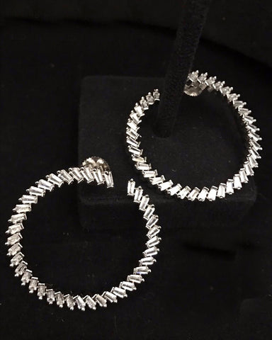 Party Wear White Zircon Stone Ring Earrings