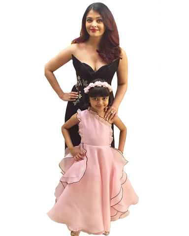 Black And Light Pink Color Bollywood Mother Daughter Suit