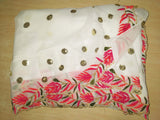 White Colour With Multi Color Embroidery Ruffle Saree
