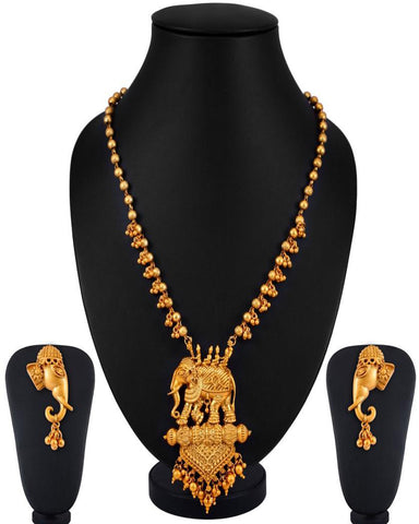 Elephant Matte Finished Necklace Set for Women