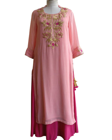 Pink And Dark Pink Color Gota Patti Palazzo Suits