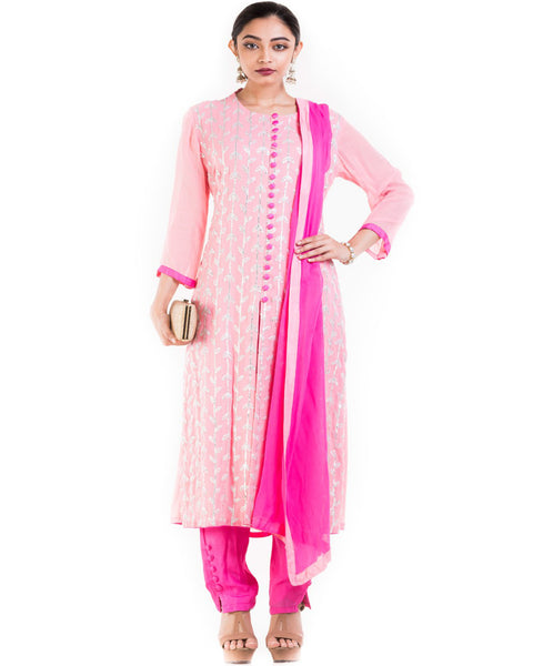 Peach And Pink Color Gota Patti Palazzo Suits