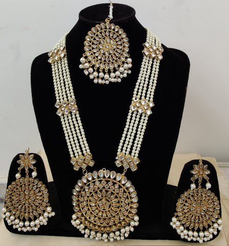 Royal Kundan Rani Haar with Beautiful Big Size Earrings and Tika Set