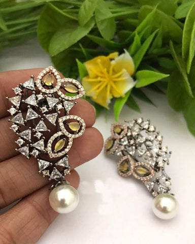 Beautiful White and Yellow Color Earrings for Special Occasion