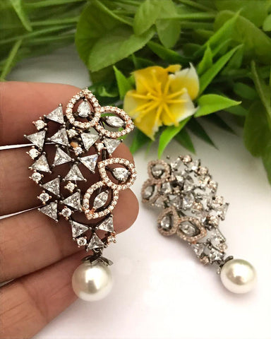 Beautiful White and White Color Earrings for Special Occasion