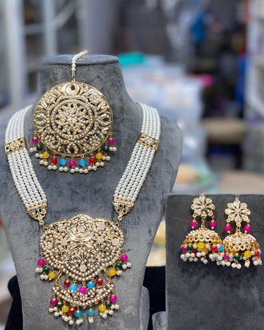 Beautiful Golden and Multi Color Necklace & Earrings