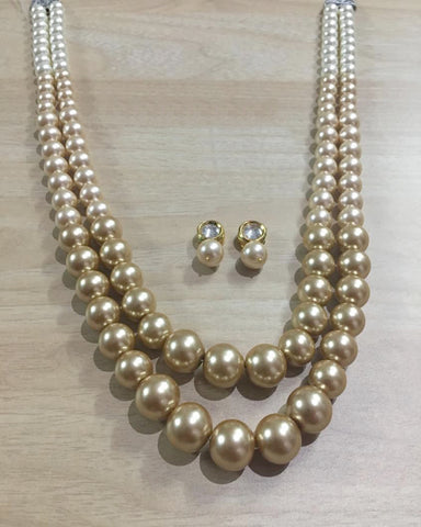 Party Wear Golden Pearl Beaded Necklace