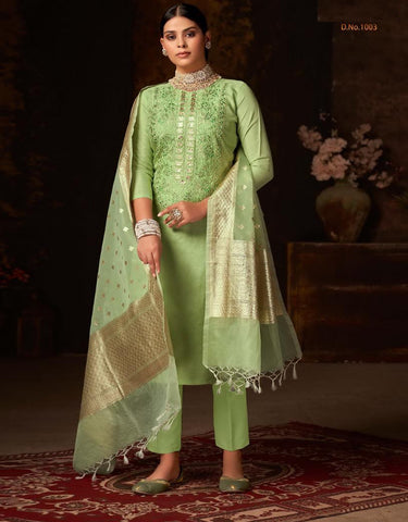 Designer Green Silk Salwar Suit