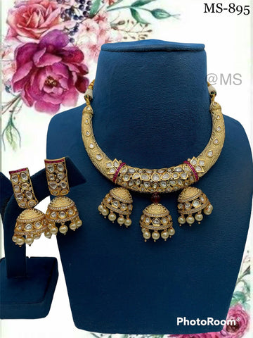 Dual Tone Tribal Golden Kundan Hasli Necklace
