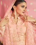 Peach color Soft Embroidery Work Anarkali salwar Suit