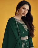 Green Color Faux Georgette With Embroidery Work Gown Anarkali Suit