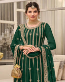 Green Color Georgette With Heavy Embroidery Work Straghit Sharara Suit