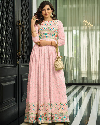 Designer Faux Georgette Heavy Embroidery Work Gown Anarkali Salwar Suit