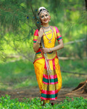 High Quality Art Silk Yellow and Pink Color Bharatnatyam Costume