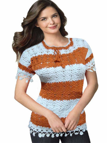 White & Brown Traditional Crochet Embroidered Top