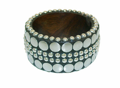 Black Silver Wooden Bracelets