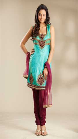 Sea Green Poly Silk Suit