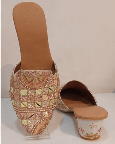 Beautiful Brown Color Comfortable Mules with Charming Floral Design