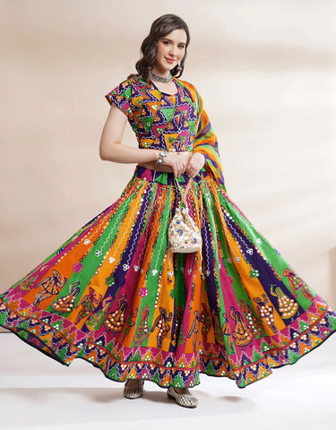 Multi Color Cotton Navratri Chaniya Choli