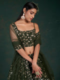 Dark Green Designer Georgette Lehenga Choli