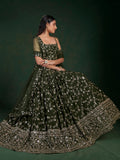 Dark Green Designer Georgette Lehenga Choli