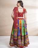 Red & Green Color Cotton Navratri Chaniya Choli