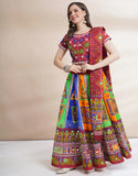 Red & Green Color Cotton Navratri Chaniya Choli