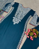 Blue Color Georgette Designer Pakistani Long Suit