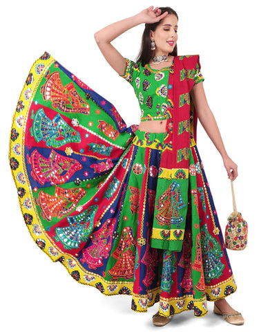 Green Cotton Navratri Chaniya Choli