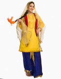 Yellow/Blue Silk Punjabi Bhangra Dance Dress