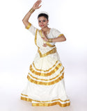 Mohiniattam White Color with Golden Border Dance Costumes