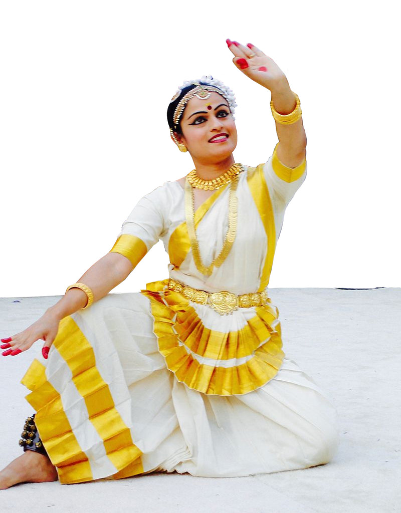 Mohiniattam White Color with Golden Border Dance Dress Sulbha Fashions Mohiniattam White Color with Golden Border Dance Dress Sulbha Fashions