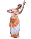 Mohiniattam White/Orange & Golden Color Dance Costumes