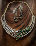 Party Wear Golden and Green Color Necklace & Earrings