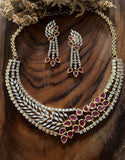 Party Wear Golden and Purpal Color Necklace & Earrings