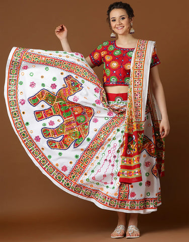 White Color Cotton Navratri Chaniya Choli