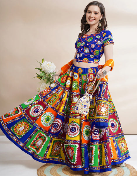 Blue Color Cotton Navratri Chaniya Choli