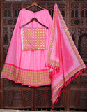 Navratri Special Pink Printed Lehenga Choli with Dupatta Set
