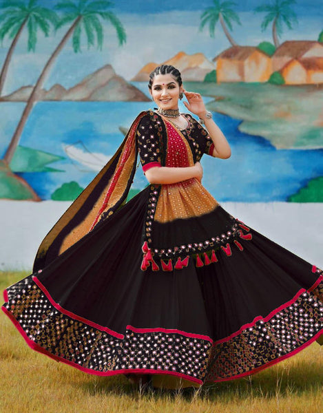 Navratri Special Black Printed Lehenga Choli with Dupatta Set