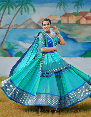 Navratri Special Green Printed Lehenga Choli with Dupatta Set