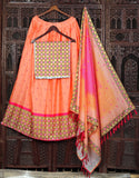 Navratri Special Orange Printed Lehenga Choli with Dupatta Set